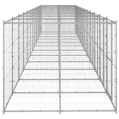 Hondenkennel 29,04 m² gegalvaniseerd staal 1320 x 220 x 180 cm Zilver Nee