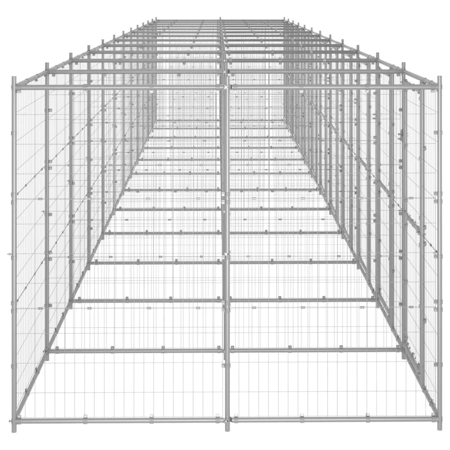 Hondenkennel 29,04 m² gegalvaniseerd staal 1320 x 220 x 180 cm Zilver Nee