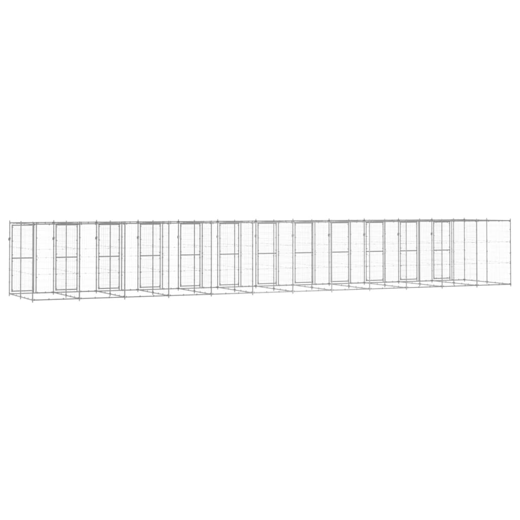 Hondenkennel 29,04 m² gegalvaniseerd staal 1320 x 220 x 180 cm Zilver Nee