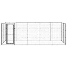 Hondenkennel Met Dak 12,1 M² Staal Zwart En Zilver 550 x 220 x 180 cm Ja