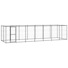 Hondenkennel Met Dak 16,94 M² Staal Zwart En Zilver 770 x 220 x 180 cm Ja