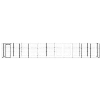 Hondenkennel Met Dak 26,62 M² Staal Zwart En Zilver 1210 x 220 x 180 cm Ja