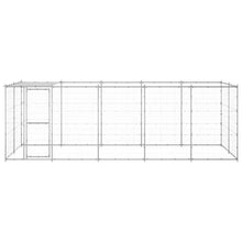 Hondenkennel Met Dak 12,1 M² Gegalvaniseerd Staal 550 x 220 x 180 cm Zilver Ja