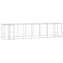 Hondenkennel met dak 16,94 m² gegalvaniseerd staal 770 x 220 x 180 cm Zilver Ja