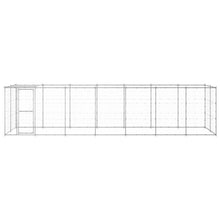 Hondenkennel met dak 16,94 m² gegalvaniseerd staal 770 x 220 x 180 cm Zilver Ja