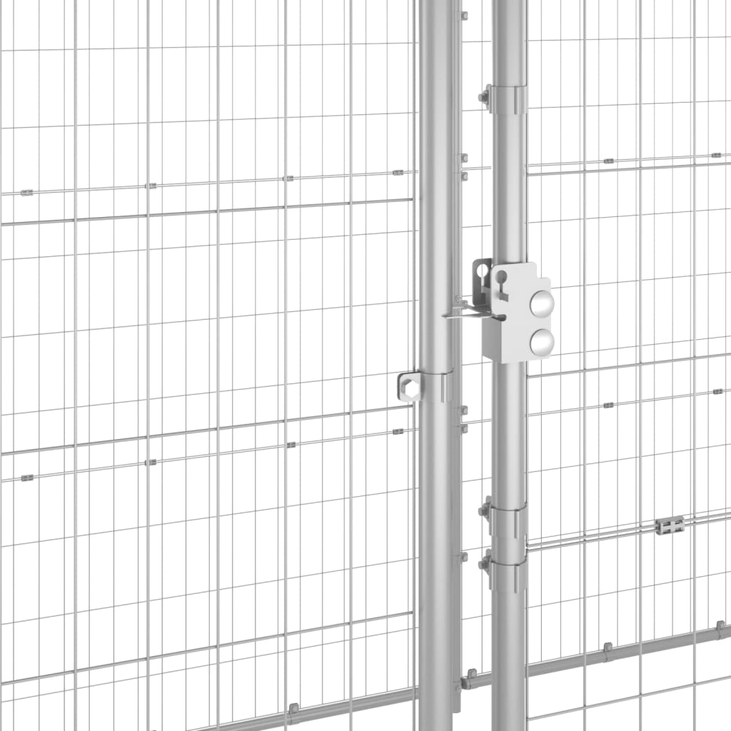 Hondenkennel Met Dak 21,78 M² Gegalvaniseerd Staal 990 x 220 x 180 cm Zilver Ja