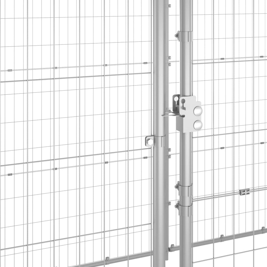 Hondenkennel Met Dak 21,78 M² Gegalvaniseerd Staal 990 x 220 x 180 cm Zilver Ja