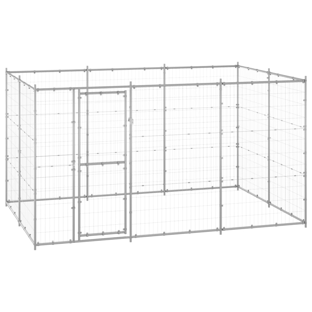 Hondenkennel 7,26 m² gegalvaniseerd staal 330 x 220 x 180 cm Zilver Nee