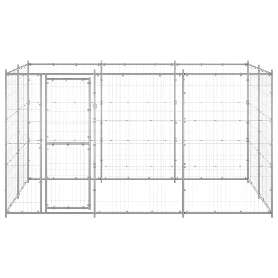 Hondenkennel 7,26 m² gegalvaniseerd staal 330 x 220 x 180 cm Zilver Nee