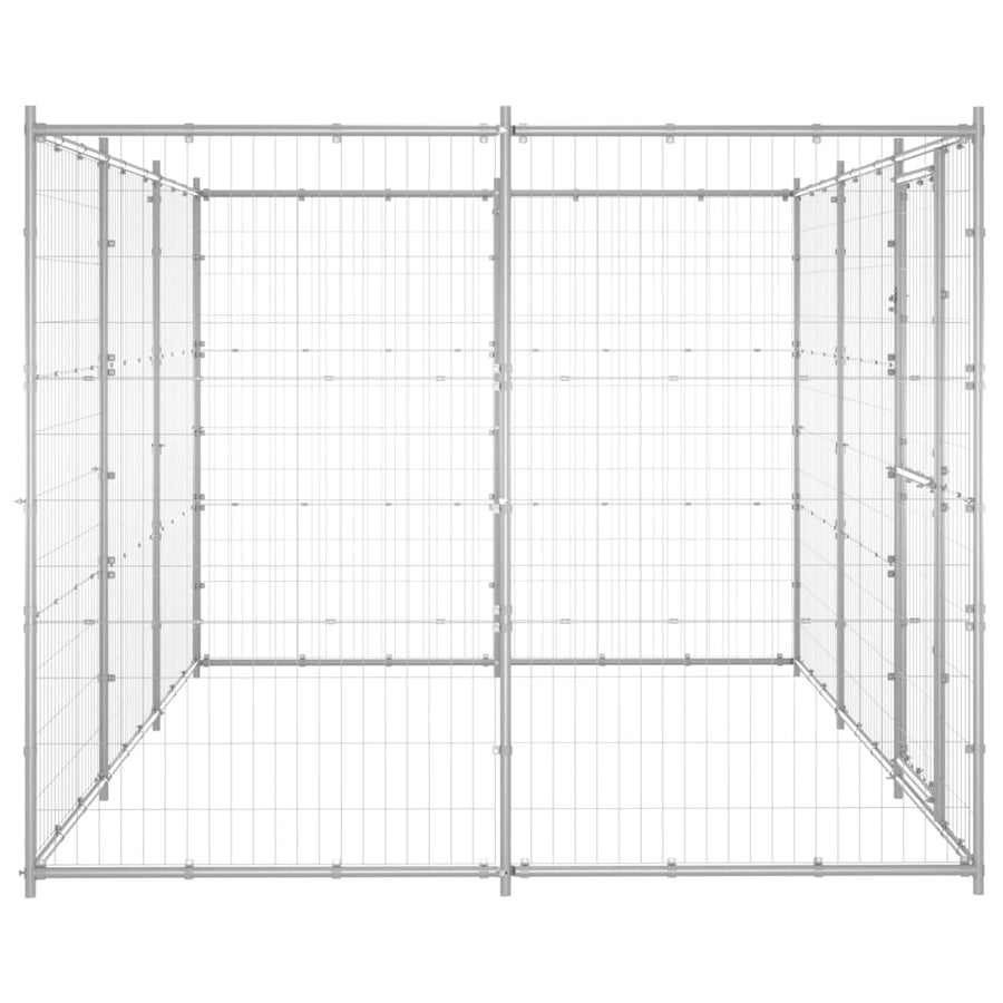 Hondenkennel 7,26 m² gegalvaniseerd staal 330 x 220 x 180 cm Zilver Nee