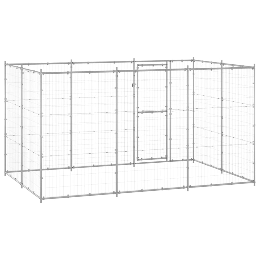 Hondenkennel 7,26 m² gegalvaniseerd staal 330 x 220 x 180 cm Zilver Nee