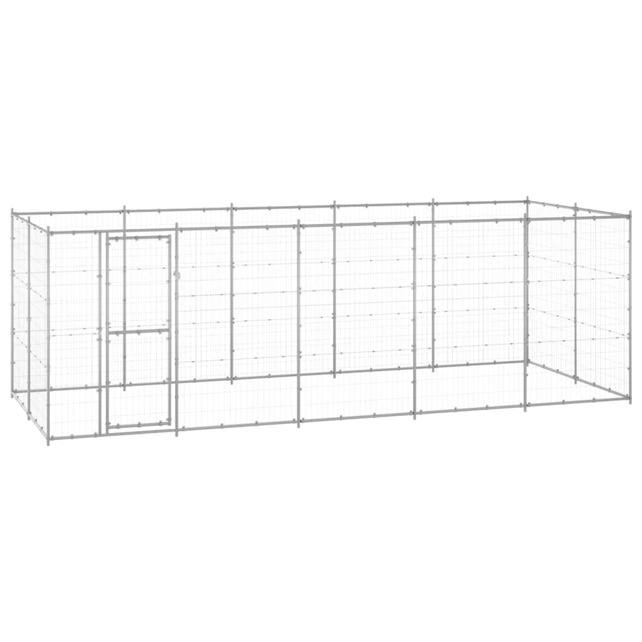 Hondenkennel 12,1 M² Gegalvaniseerd Staal 550 x 220 x 180 cm Zilver Nee
