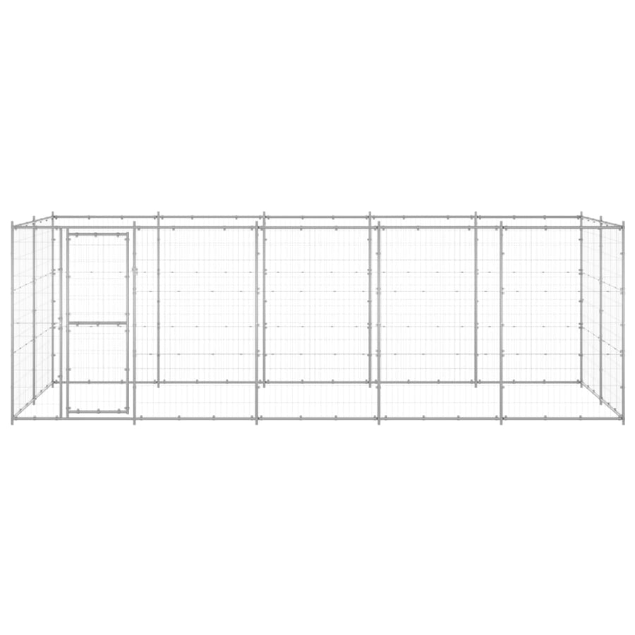 Hondenkennel 12,1 M² Gegalvaniseerd Staal 550 x 220 x 180 cm Zilver Nee