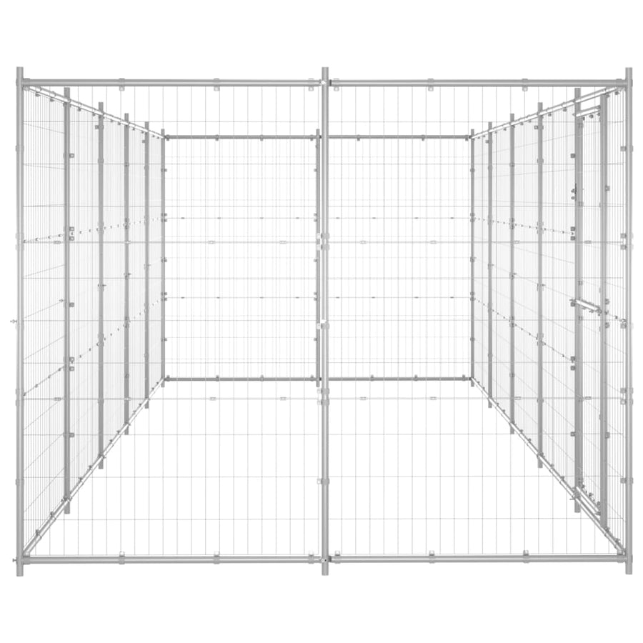 Hondenkennel 12,1 M² Gegalvaniseerd Staal 550 x 220 x 180 cm Zilver Nee