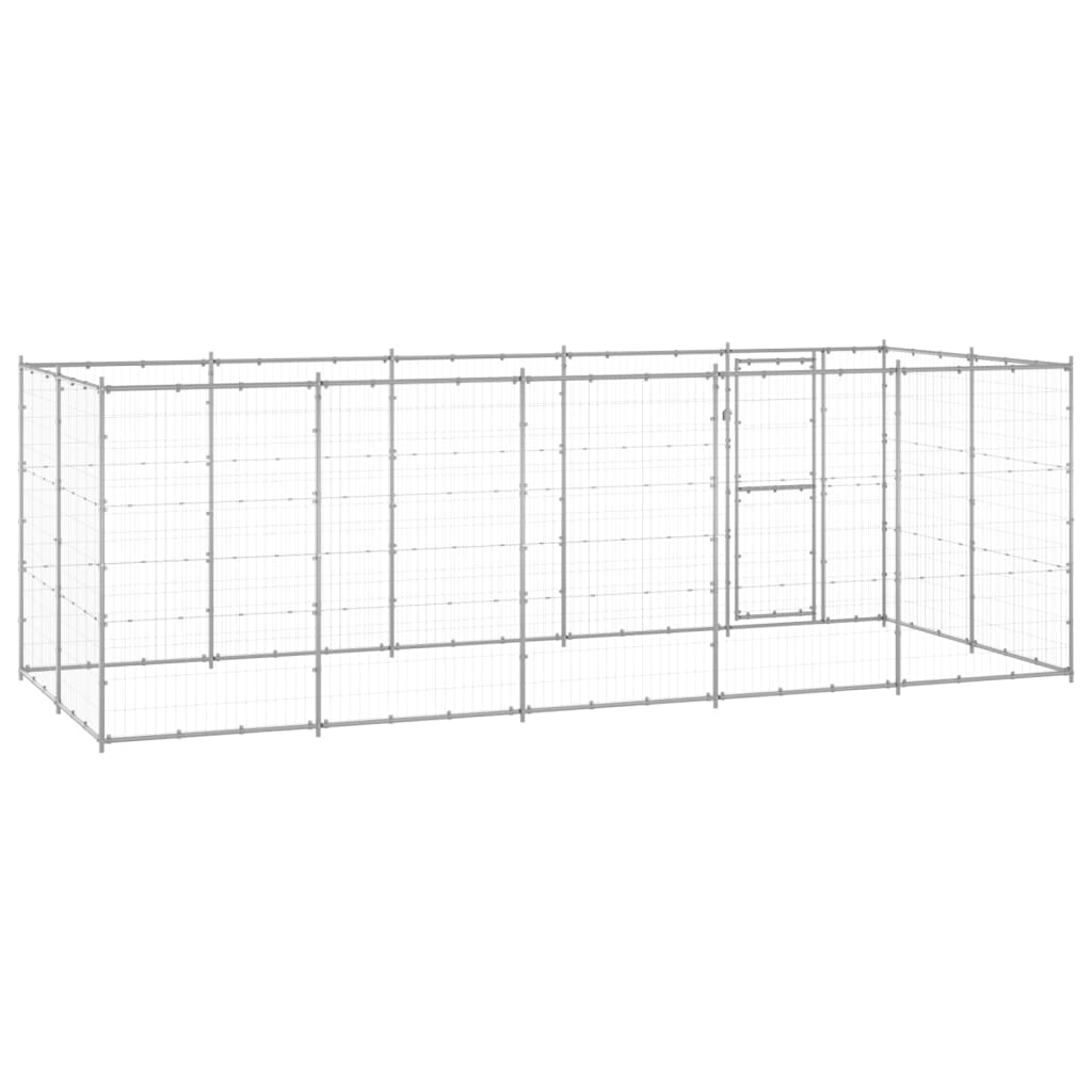Hondenkennel 12,1 M² Gegalvaniseerd Staal 550 x 220 x 180 cm Zilver Nee