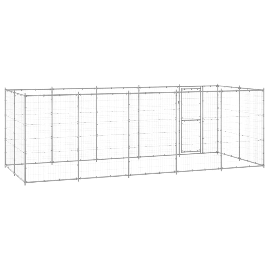 Hondenkennel 12,1 M² Gegalvaniseerd Staal 550 x 220 x 180 cm Zilver Nee