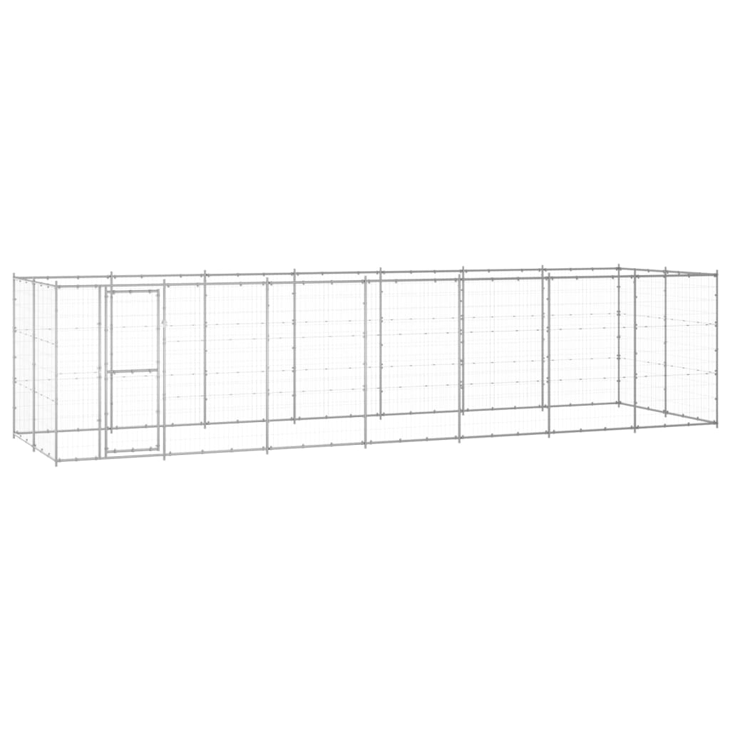 Hondenkennel 16,94 m² gegalvaniseerd staal 770 x 220 x 180 cm Zilver Nee