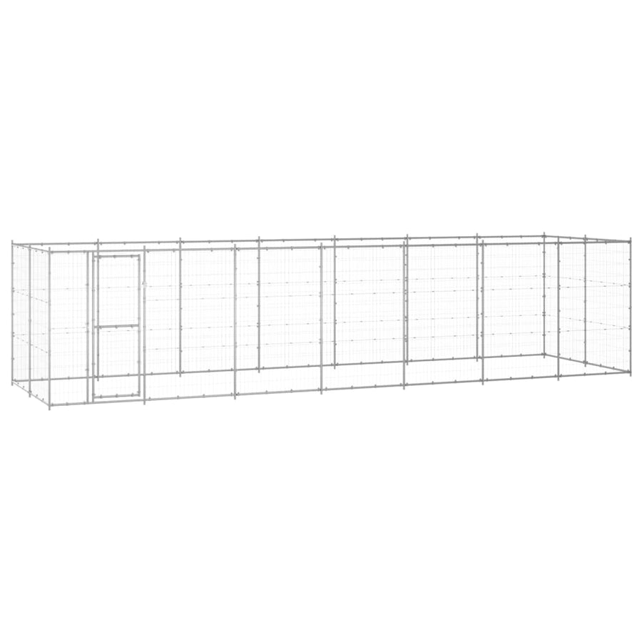 Hondenkennel 16,94 m² gegalvaniseerd staal 770 x 220 x 180 cm Zilver Nee