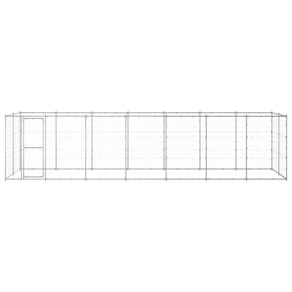 Hondenkennel 16,94 m² gegalvaniseerd staal 770 x 220 x 180 cm Zilver Nee