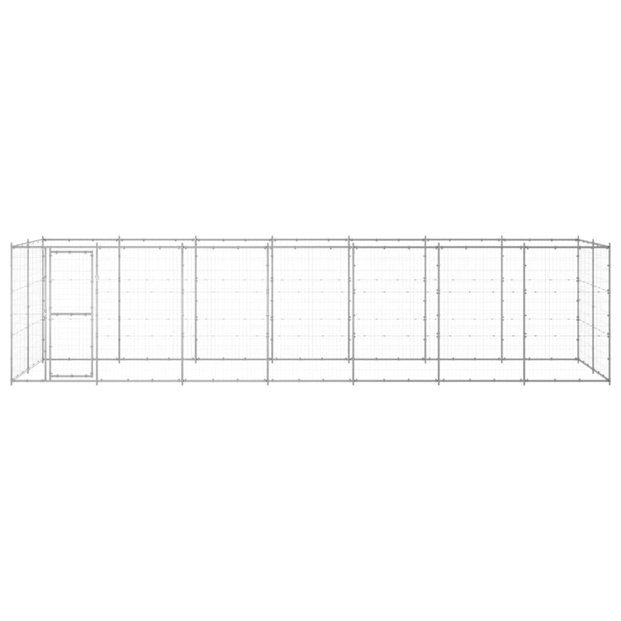 Hondenkennel 16,94 m² gegalvaniseerd staal 770 x 220 x 180 cm Zilver Nee