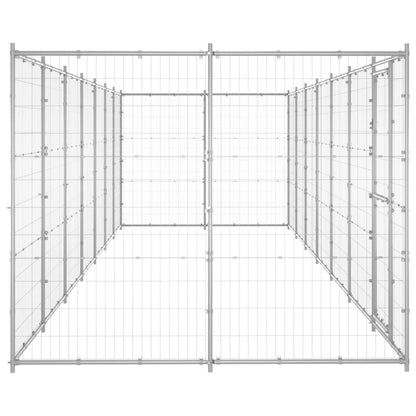Hondenkennel 16,94 m² gegalvaniseerd staal 770 x 220 x 180 cm Zilver Nee