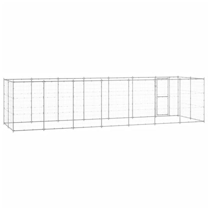 Hondenkennel 16,94 m² gegalvaniseerd staal 770 x 220 x 180 cm Zilver Nee