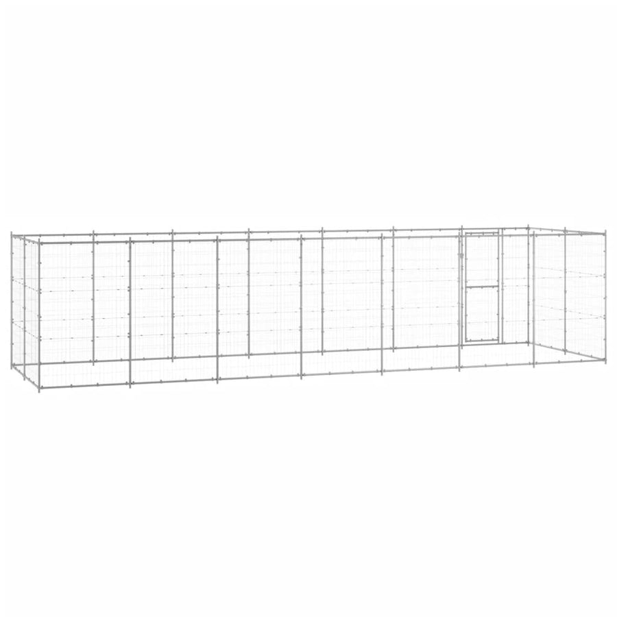 Hondenkennel 16,94 m² gegalvaniseerd staal 770 x 220 x 180 cm Zilver Nee