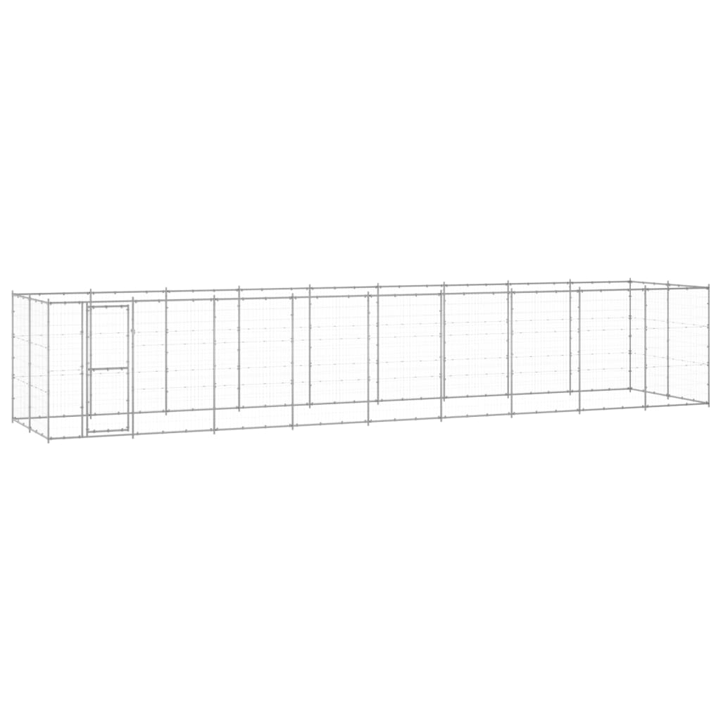Hondenkennel 21,78 M² Gegalvaniseerd Staal 990 x 220 x 180 cm Zilver Nee