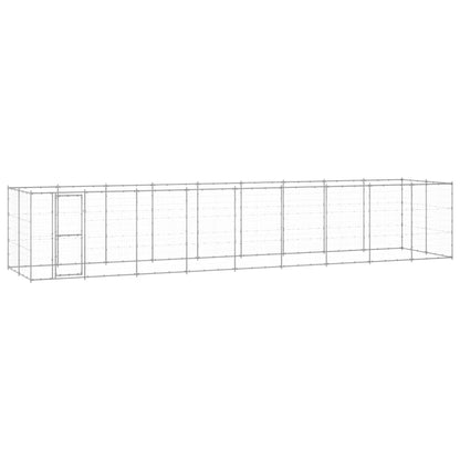 Hondenkennel 21,78 M² Gegalvaniseerd Staal 990 x 220 x 180 cm Zilver Nee