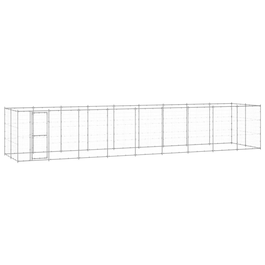 Hondenkennel 21,78 M² Gegalvaniseerd Staal 990 x 220 x 180 cm Zilver Nee