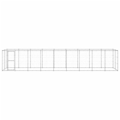 Hondenkennel 21,78 M² Gegalvaniseerd Staal 990 x 220 x 180 cm Zilver Nee