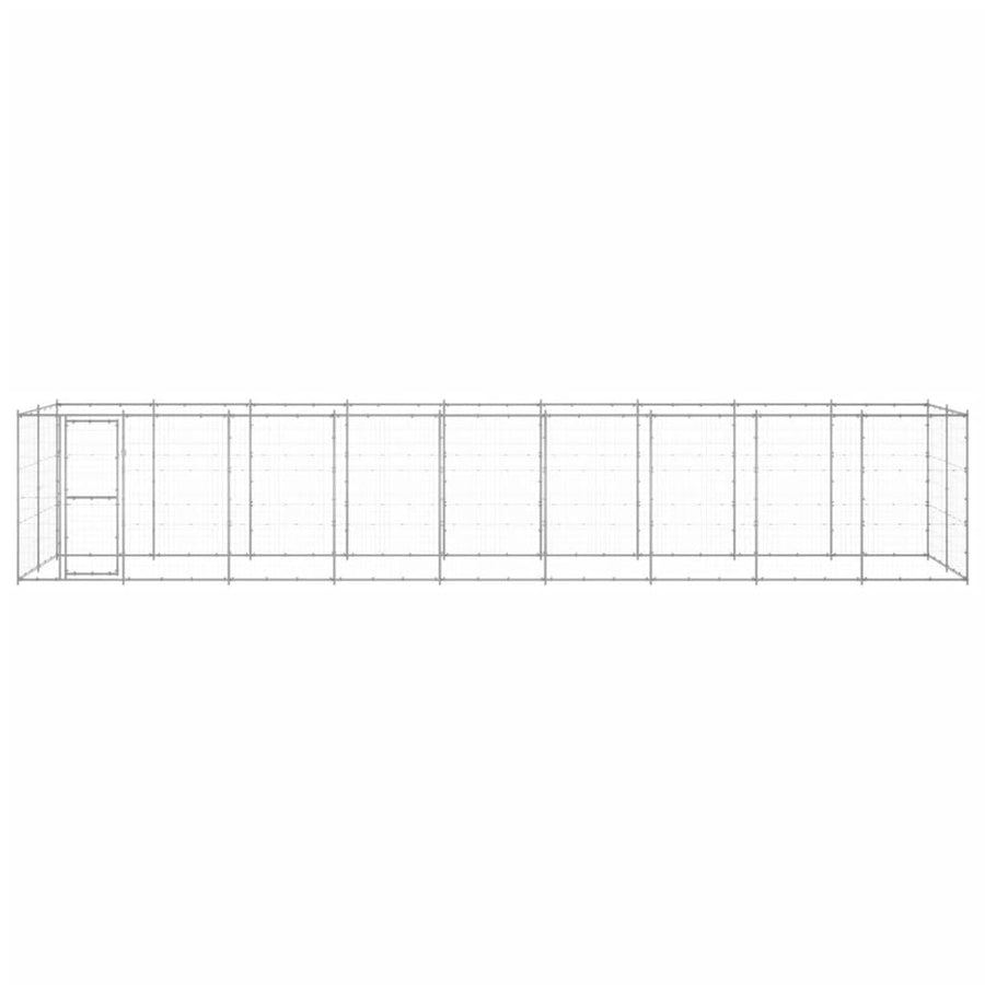 Hondenkennel 21,78 M² Gegalvaniseerd Staal 990 x 220 x 180 cm Zilver Nee