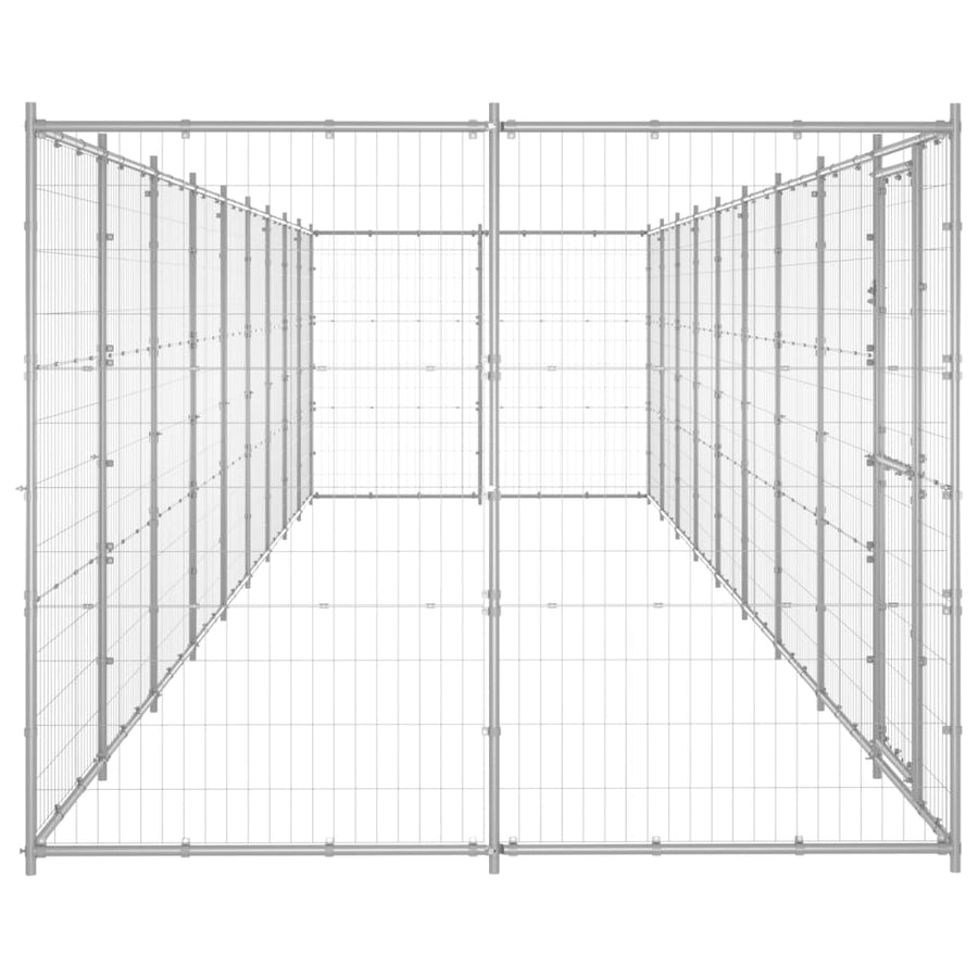 Hondenkennel 21,78 M² Gegalvaniseerd Staal 990 x 220 x 180 cm Zilver Nee