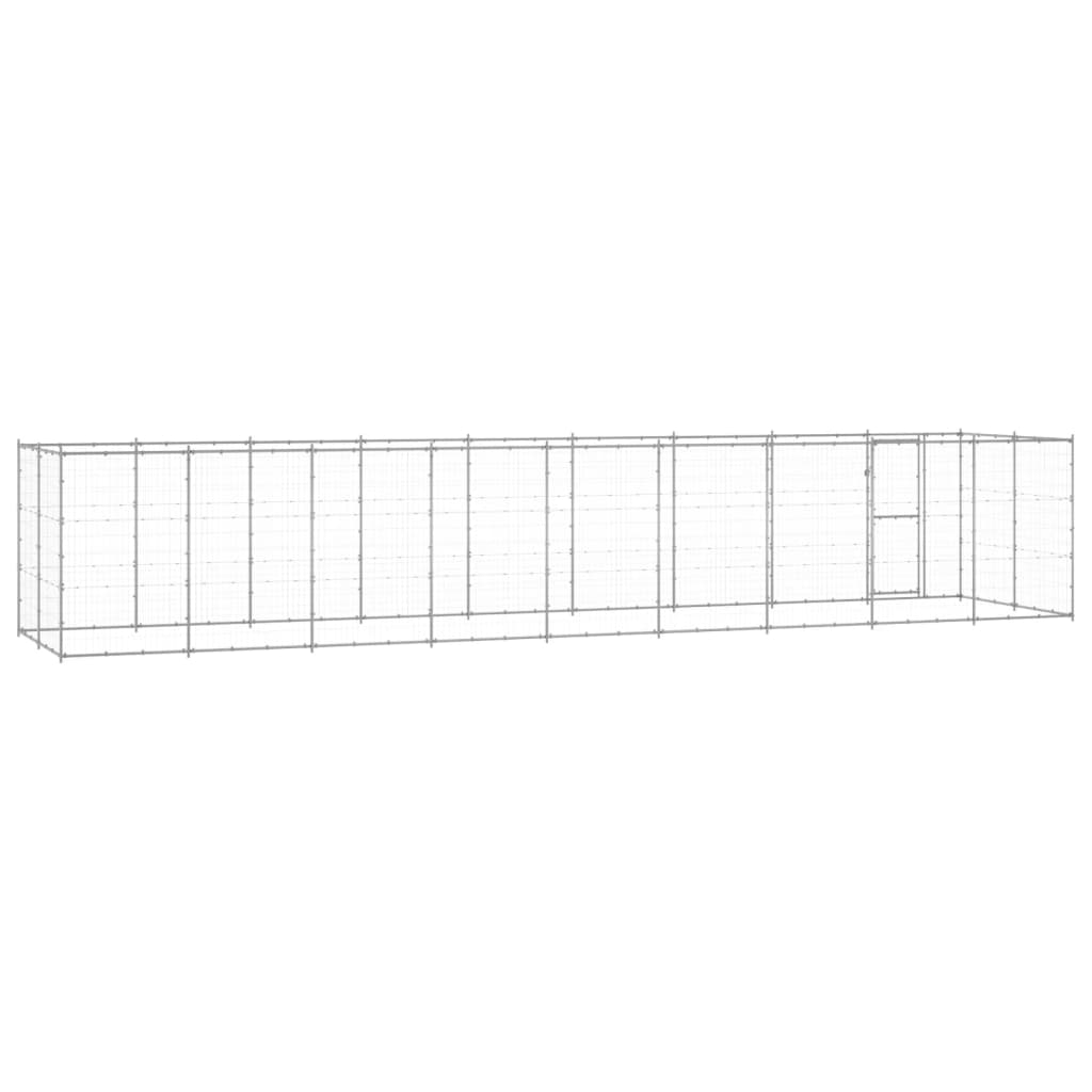 Hondenkennel 21,78 M² Gegalvaniseerd Staal 990 x 220 x 180 cm Zilver Nee