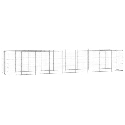 Hondenkennel 21,78 M² Gegalvaniseerd Staal 990 x 220 x 180 cm Zilver Nee