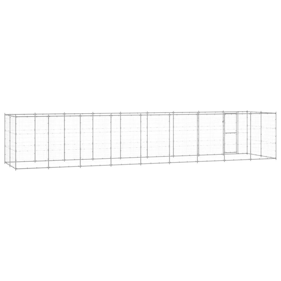 Hondenkennel 21,78 M² Gegalvaniseerd Staal 990 x 220 x 180 cm Zilver Nee