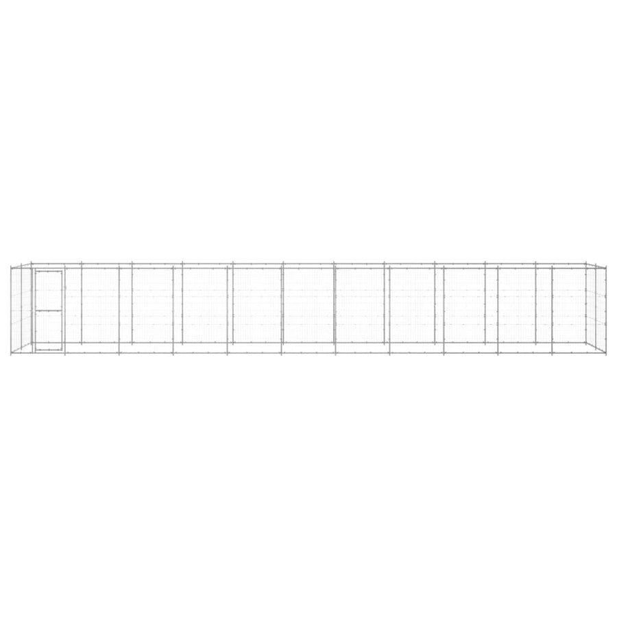 Hondenkennel 26,62 M² Gegalvaniseerd Staal 1210 x 220 x 180 cm Zilver Nee