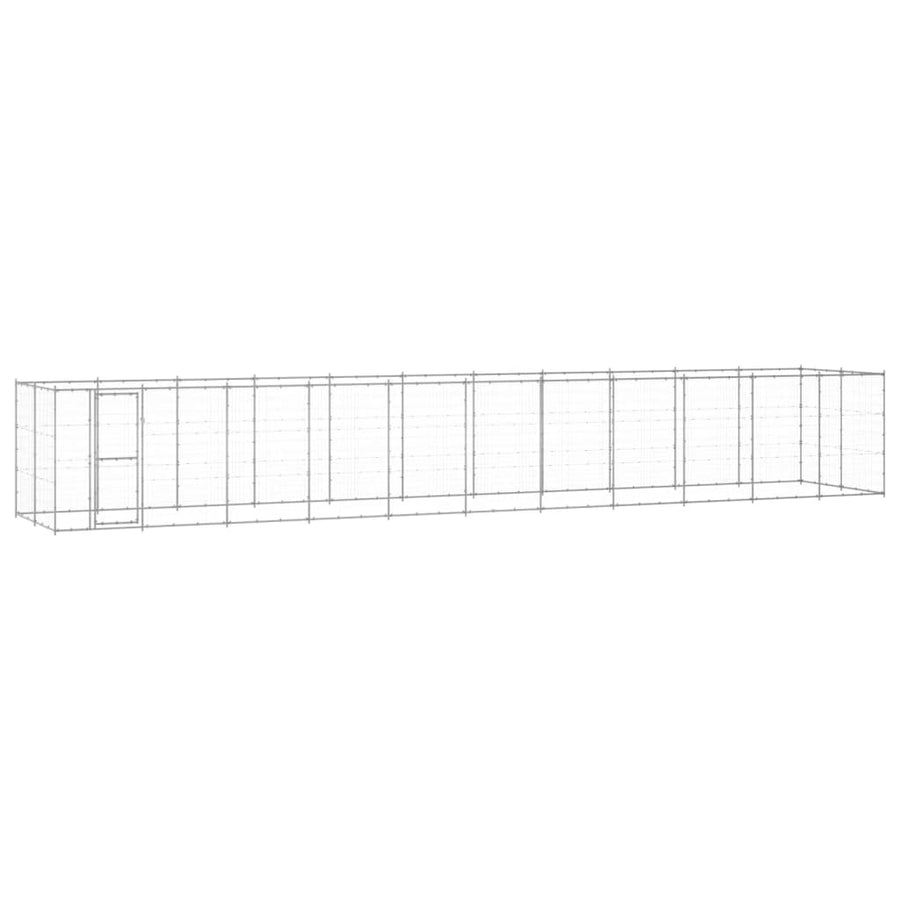 Hondenkennel 26,62 M² Gegalvaniseerd Staal 1210 x 220 x 180 cm Zilver Nee