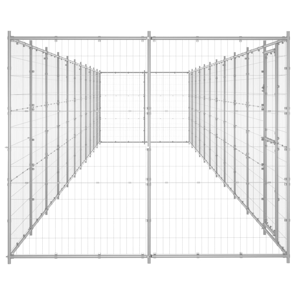 Hondenkennel 26,62 M² Gegalvaniseerd Staal 1210 x 220 x 180 cm Zilver Nee