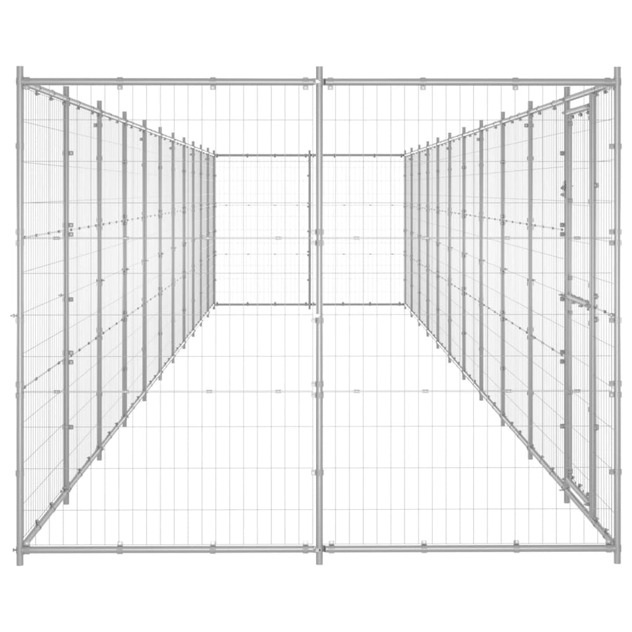 Hondenkennel 26,62 M² Gegalvaniseerd Staal 1210 x 220 x 180 cm Zilver Nee