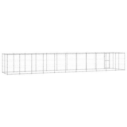 Hondenkennel 26,62 M² Gegalvaniseerd Staal 1210 x 220 x 180 cm Zilver Nee