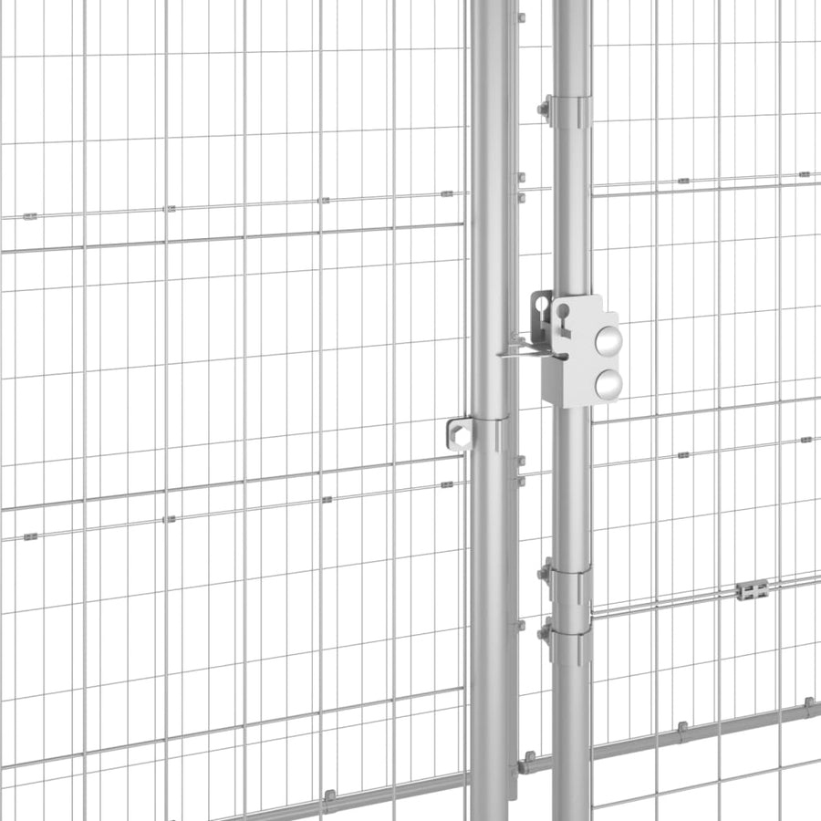Hondenkennel 26,62 M² Gegalvaniseerd Staal 1210 x 220 x 180 cm Zilver Nee
