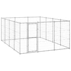 Hondenkennel 14,52 m² gegalvaniseerd staal 330 x 440 x 180 cm Zilver