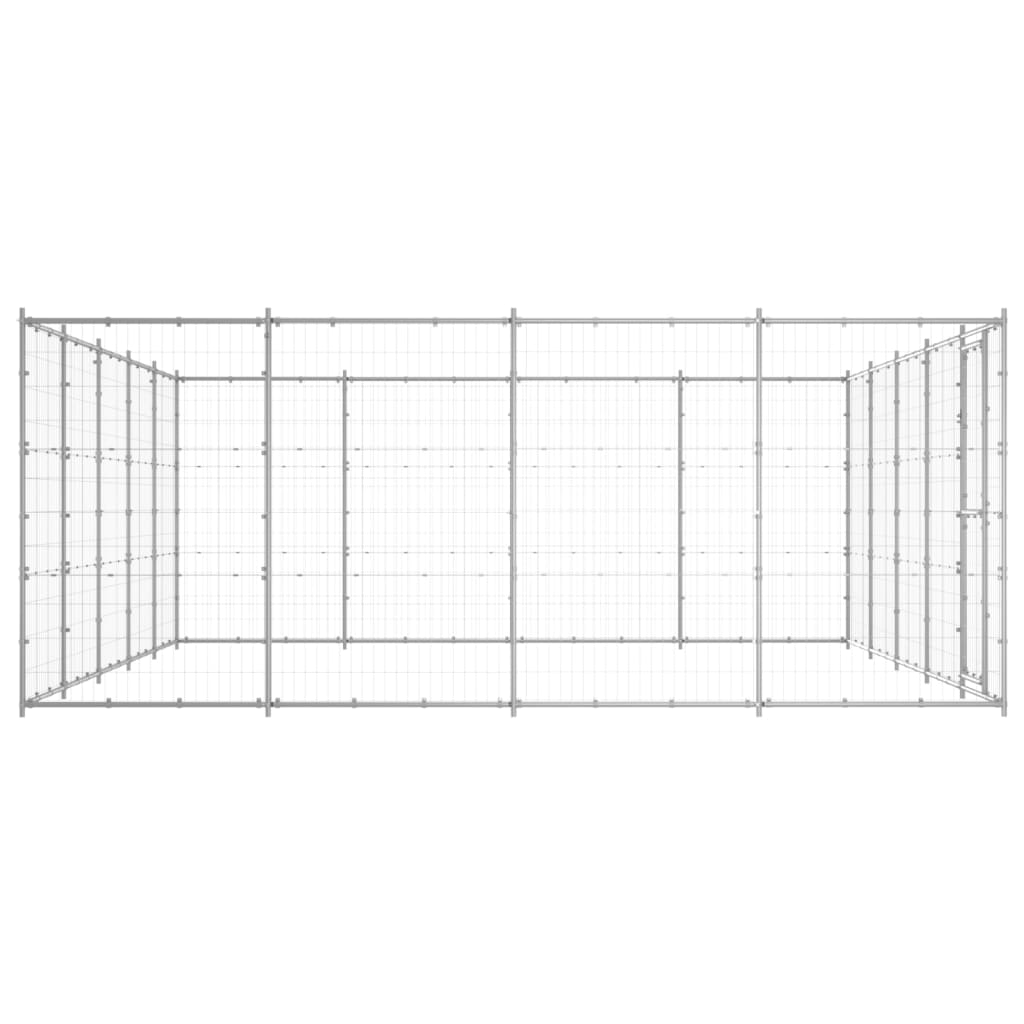 Hondenkennel 24,2 m² gegalvaniseerd staal 550 x 440 x 180 cm Zilver