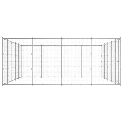 Hondenkennel 24,2 m² gegalvaniseerd staal 550 x 440 x 180 cm Zilver