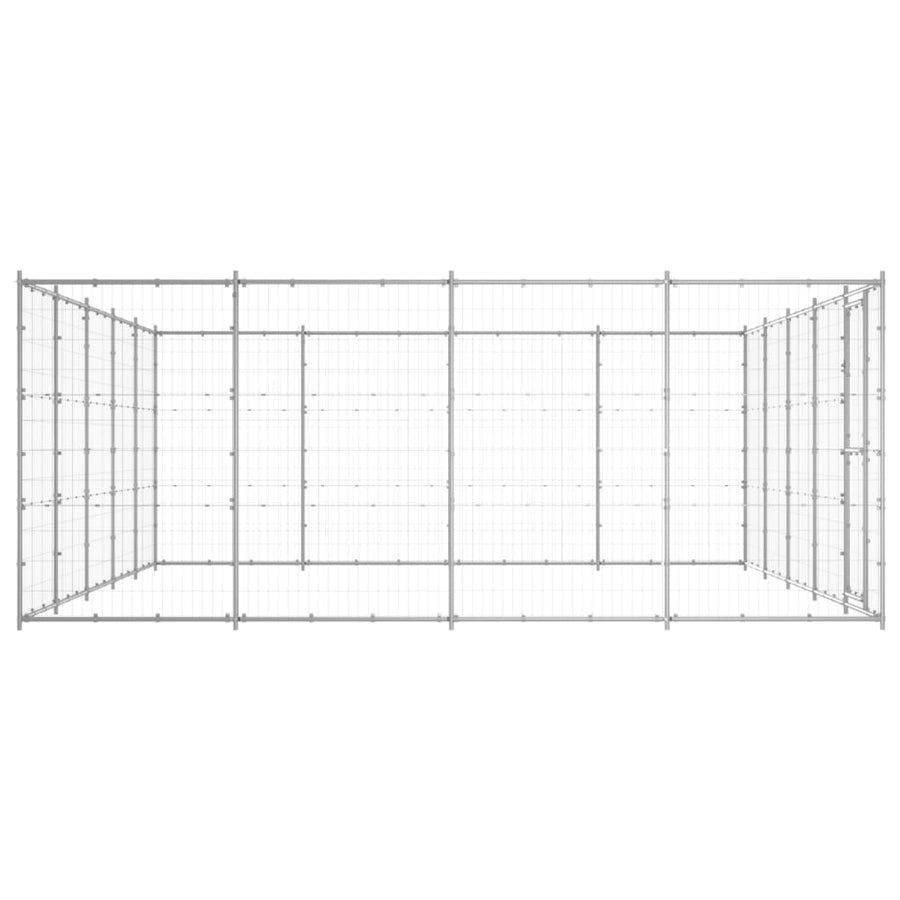 Hondenkennel 24,2 m² gegalvaniseerd staal 550 x 440 x 180 cm Zilver