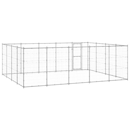 Hondenkennel 24,2 m² gegalvaniseerd staal 550 x 440 x 180 cm Zilver