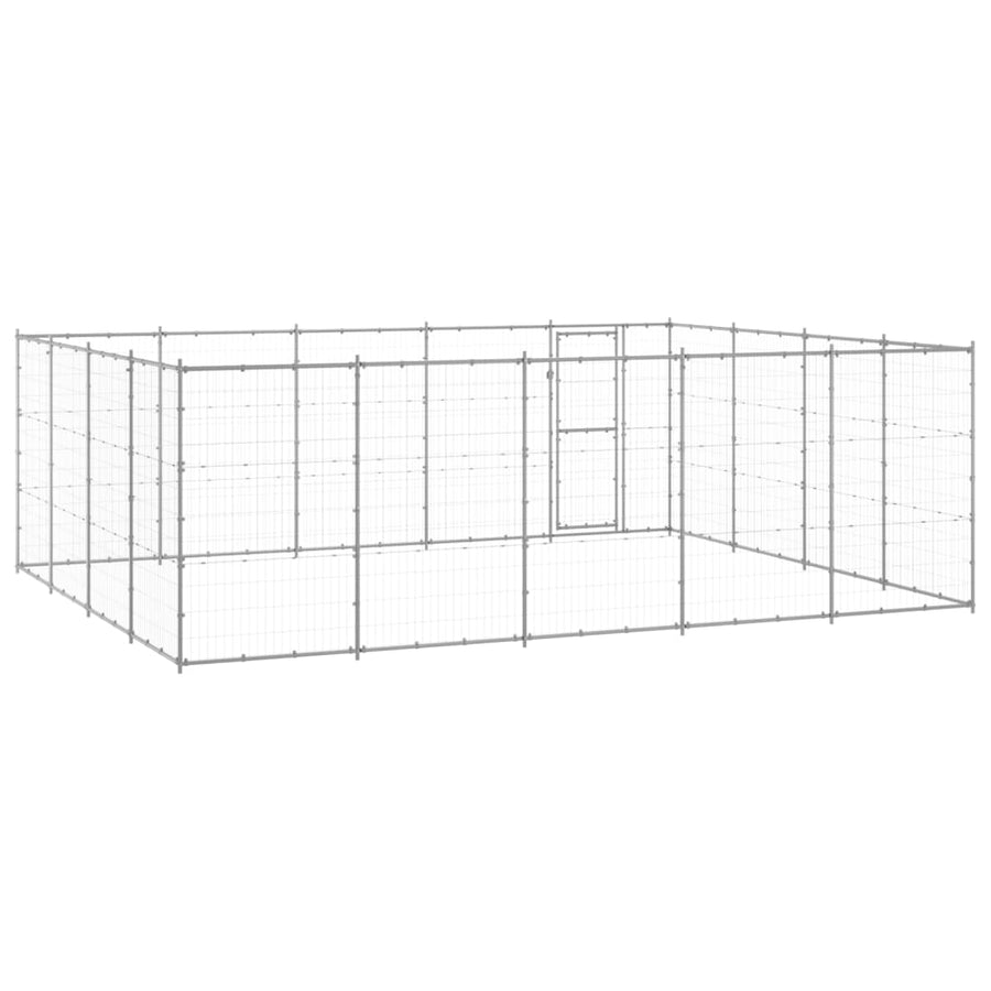 Hondenkennel 24,2 m² gegalvaniseerd staal 550 x 440 x 180 cm Zilver