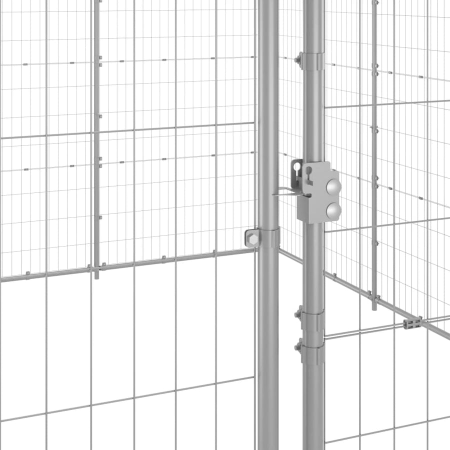 Hondenkennel 24,2 m² gegalvaniseerd staal 550 x 440 x 180 cm Zilver
