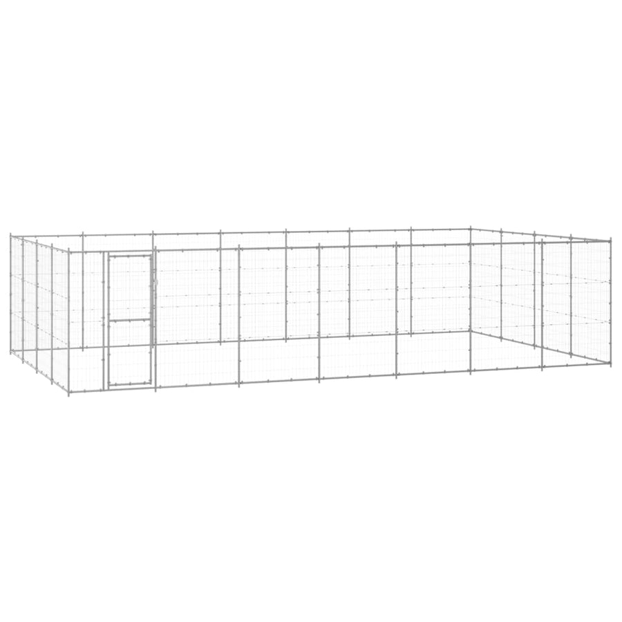 Hondenkennel 33,88 M² Gegalvaniseerd Staal 770 x 440 x 180 cm Zilver